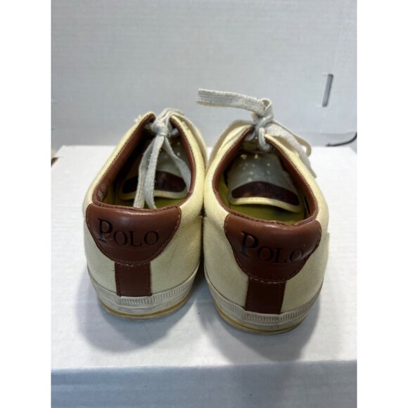 Polo Ralph Lauren Yellow Vaughn Sneakers Canvas Lace-Up Tennis Shoes Mens - Picture 10 of 11